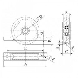 Rueda corredera "Laser" soporte atornillar Ø60 canal 20