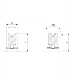 Rueda corredera Ø80 canal angular M-16