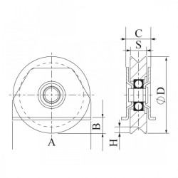 Rueda corredera "laser" soporte soldar Ø60 canal angular